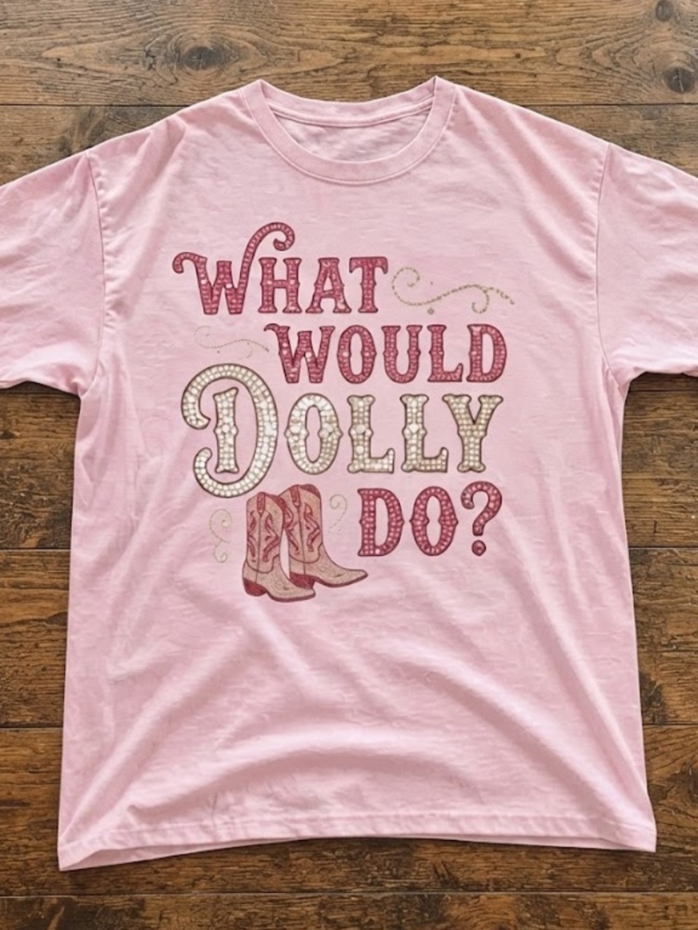Dolly Parton Country Western Cowgirl Boots Pink Vintage T-Shirt